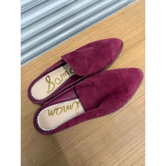 Sam Edelman Lewellyn Studded Red Wine Mule Shoes - Picture 3 of 5